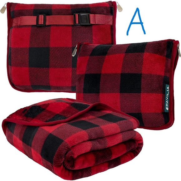 New Travel Blanket and Pillow, Dual Zippers, Clip On Strap, Warm Soft Fl… - Picture 5 of 13